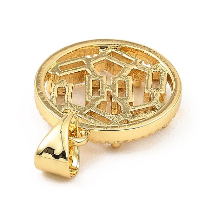 Real 18K Gold Rack Plating Brass Micro Pave Cubic Zirconia Pendants ZIRC-L100-144G-01-1