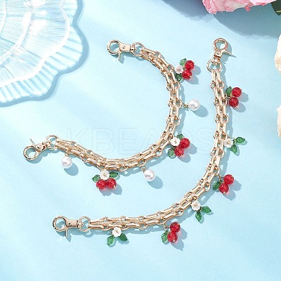 2Pcs Glass Flower & Fruit Bag Decorative Chains AJEW-BA00172-02-1