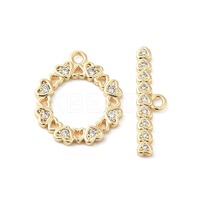 Brass Pave Clear Cubic Zirconia Toggle Clasps KK-P234-83G-1