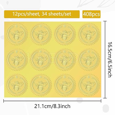 34 Sheets Self Adhesive Gold Foil Embossed Stickers DIY-WH0509-019-1