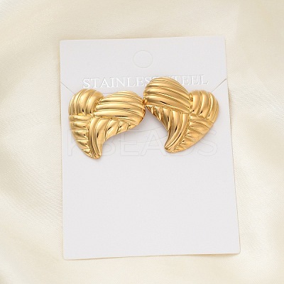 304 Stainless Steel Stud Earrings for Women EJEW-K306-03G-1