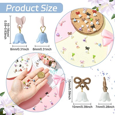 24Pcs 8 Colors Lily of the Valley Alloy Cabochons MRMJ-CJ0001-30-1
