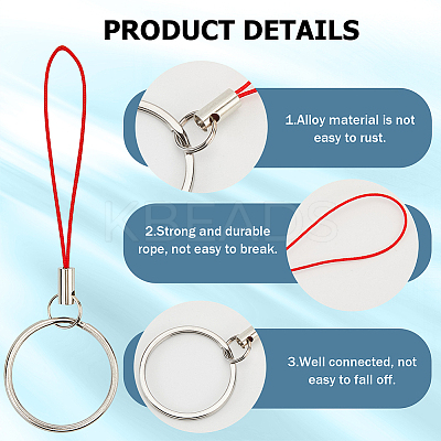 64Pcs 8 Colors Nylon Cord with Zinc Alloy sleeve Mobile Straps FIND-GF0006-51-1