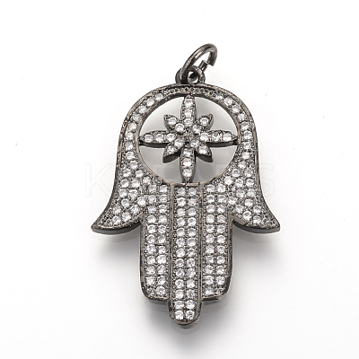 Brass Micro Pave Cubic Zirconia Pendants ZIRC-Q013-27B-1
