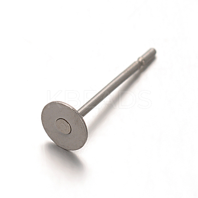 Tarnish Resistant 304 Stainless Steel Flat Round Blank Peg Stud Earrings Findings LS-STAS-F075-39C-1
