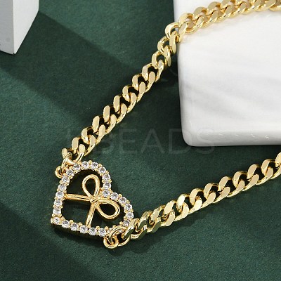 Brass Micro Pave Clear Cubic Zirconia Link Bracelets LS-BJEW-M050-05G-01-1