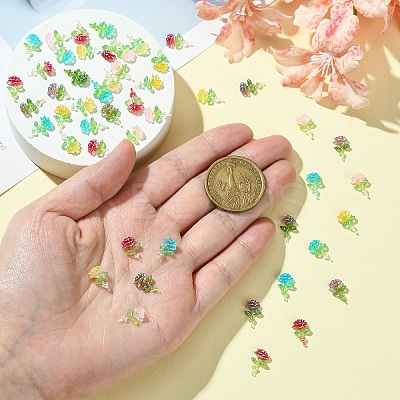 50Pcs 5 Colors Transparent Resin Decoden Cabochons RESI-YW0001-66-1