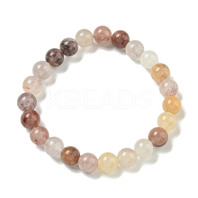 Natural Chalcedony Round Beaded Stretch Bracelets for Women BJEW-C077-01-1
