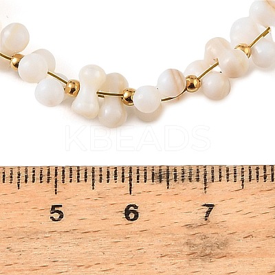 304 Stainless Steel & Imitation Pearl Woven Round Beaded Necklaces for Women SA-CBAAFEE-02G-1