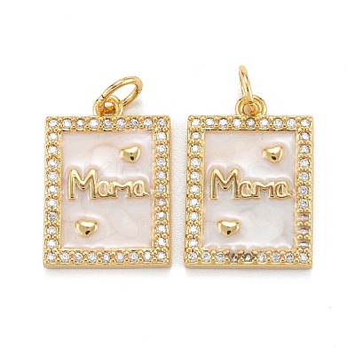 Mother's Day Brass Micro Pave Clear Cubic Zirconia Pendants ZIRC-A020-17G-1