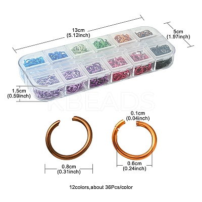 24G 12 Colors Aluminum Open Jump Rings for Chainmaille Weaves FIND-FS0001-81-1