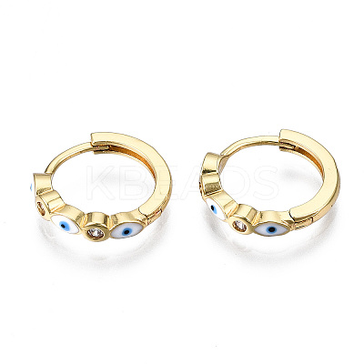 Brass Micro Pave Cubic Zirconia Huggie Hoop Earrings X-EJEW-T014-09G-04-NF-1