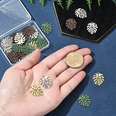 24Pcs 4 Colors Baking Paint Alloy Pendants ENAM-FS0002-28-1