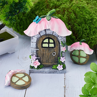 Resin Fairy Gnome Window and Door Sculpture AJEW-WH0415-95-1