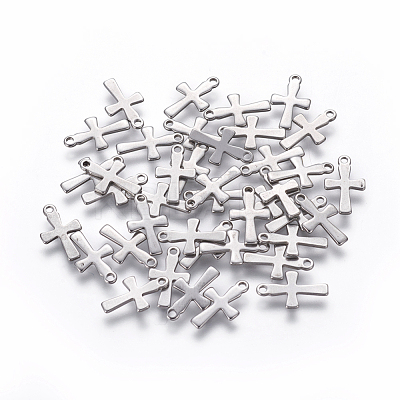 Tarnish Resistant 304 Stainless Steel Tiny Cross Charms STAS-L234-077P-1