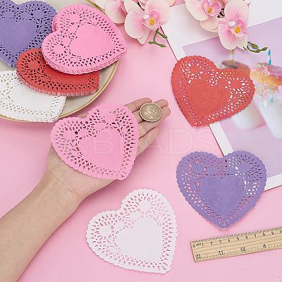400Pcs 4 Colors Heart Lace Greaseproof Wrapping Paper FIND-SP0005-47-1