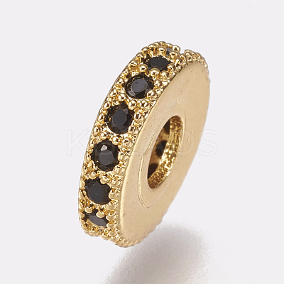 Brass Micro Pave Cubic Zirconia Bead Spacers ZIRC-K074-11A-02G-1