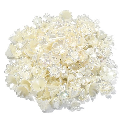 300Pcs ABS Plastic Imitation Pearl Flower Bead Caps KY-CJ0001-59-1