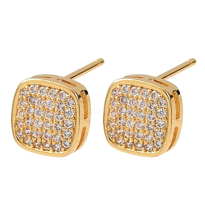 Brass Micro Pave Cubic Zirconia Stud Earrings EJEW-F418-01G-02-1