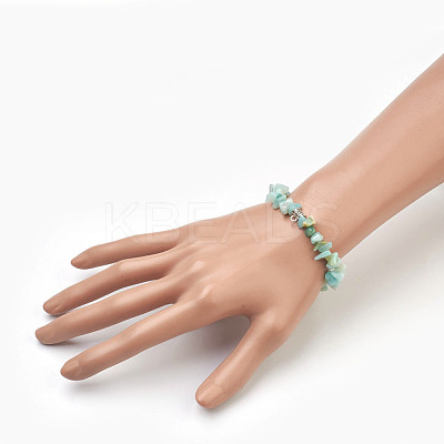 Natural Amazonite Beads Stretch Bracelets BJEW-JB03860-09-1