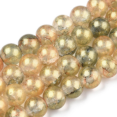 Baking Paint Crackle Glass Bead Strands X-DGLA-R053-05G-1