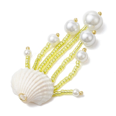 Glass Seed Beaded Jellyfish Pendants PALLOY-MZ00571-04-1