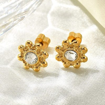 Ion Plating(IP) 304 Stainless Steel Sun Stud Earrings EJEW-A118-10G-02-1