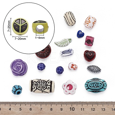 Mixed Antique Style Acrylic Beads/Pendants MACR-YW0001-33-1