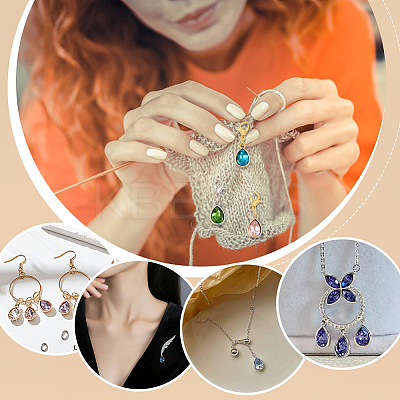 DIY Teardrop Alloy Rhinestone Birthstone Pendant Making Kits DIY-GA0007-12-1