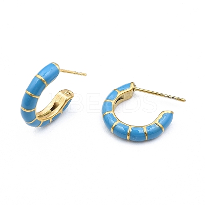 Enamel C-shape Stud Earrings EJEW-N052-05-1