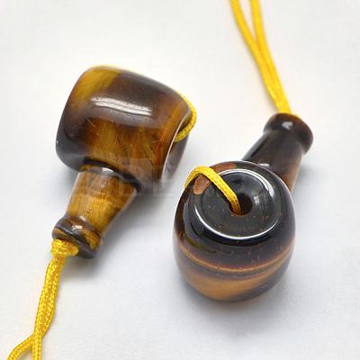 Natural Tiger Eye 3 Hole Guru Beads G-K208-02-A-14-1