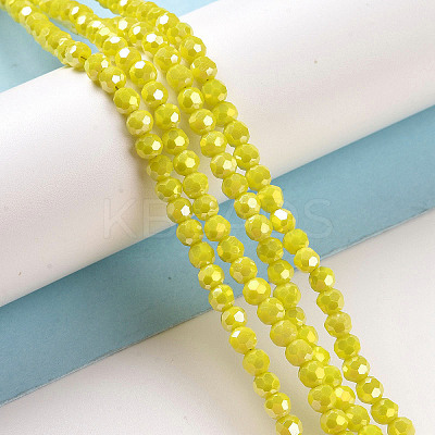 Faceted Round Full Rainbow Plated Electroplate Glass Beads Strands EGLA-J130-FR05-1