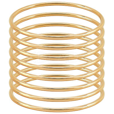 8Pcs 304 Stainless Steel Thin Wrap Bangle for Women BJEW-BC0001-16G-1