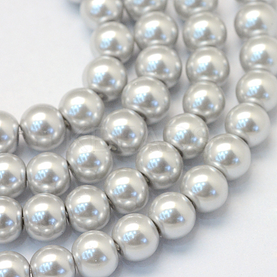 Baking Paint Pearlized Glass Pearl Round Bead Strands X-HY-Q003-6mm-62-1