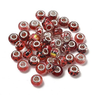 Printed Transparent Resin European Beads RESI-C063-03H-1