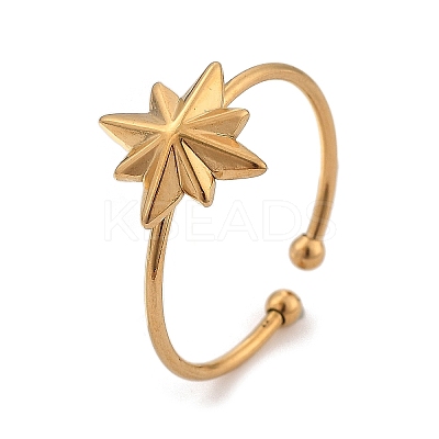 Star 304 Stainless Steel Open Cuff Ring for Women LS-RJEW-M049-03G-1