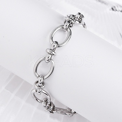 Tarnish Resistant 304 Stainless Steel Oval Link Chain Bracelets LS-BJEW-Z011-12P-1