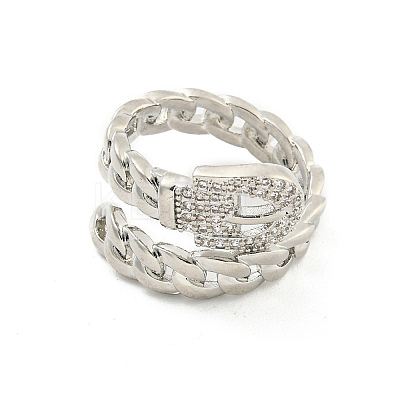 Brass Micro Pave Cubic Zirconia Cuff Rings RJEW-I103-053P-1