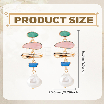 1Pair Colorful Pearl Earrings for Women EJEW-LP0011-04-1