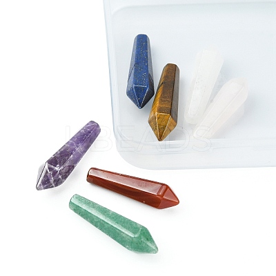 7Pcs 7 Styles Natural Mixed Gemstone Pointed Beads G-FS0005-53-1