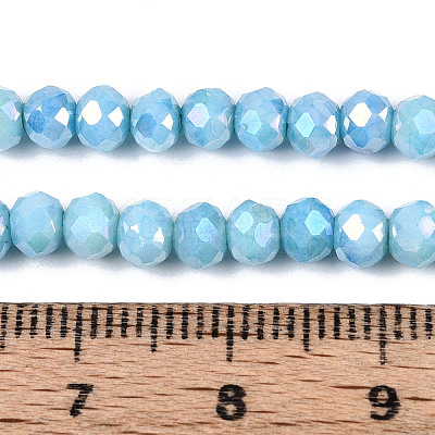 Anti-Tarnish Electroplate Rondelle Glass Beads Strands EGLA-T021-4mm-17-09-1