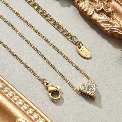 304 Stainless Steel Crystal Rhinestone Pendant Cable Chain Necklaces for Women NJEW-C062-01A-G-1