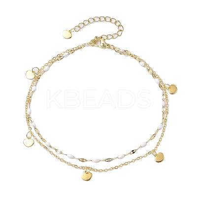 304 Stainless Steel Double Layer Chain Anklets AJEW-AN00632-02-1