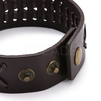 Vintage Cowhide Leather Braided Cord Bracelet for Men LS-BJEW-A039-02B-1