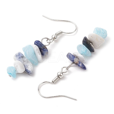 Natural Howlite & White Jade & Sodalite Dangle Earrings EJEW-JE06127-02-1