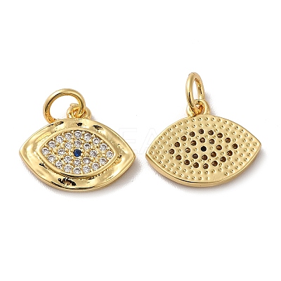 Rack Plating Brass Micro Pave Clear Cubic Zirconia Charms KK-F853-07G-1