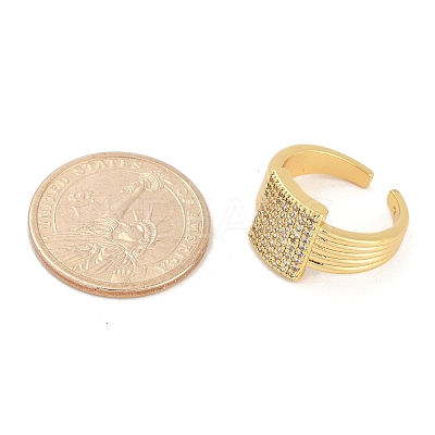 Brass Micro Pave Clear Cubic Zirconia Open Cuff Rings for Women LS-RJEW-M026-02G-03-1