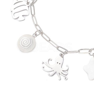 Ocean Theme 304 Stainless Steel Charm Bracelets BJEW-JB12218-02-1