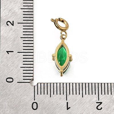 Horse Eye 304 Stainless Steel Rhinestone Pendant Decorations STAS-H202-16G-1