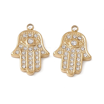 PVD Vacuum Plating 201 Stainless Steel Rhinestone Pendants STAS-J401-VC570-1